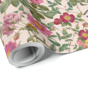 Vintage Wild Rose Gift Paper in Soft Blush
