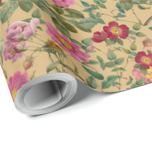 Vintage Wild Rose Paper in Warm Honey Beige