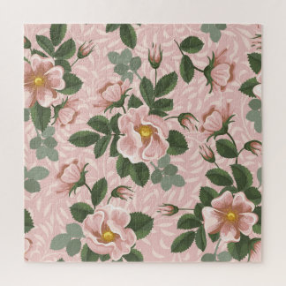 Vintage Wild Roses: Floral Background Jigsaw Puzzle