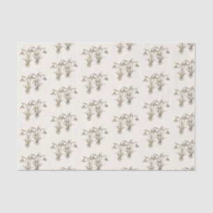 Vintage Wild Snowdrop Illustration on ivory Tissue Paper