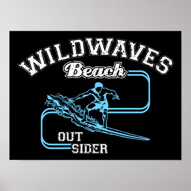 Vintage Wild Waves Beach Outsiders Surf  Poster (Front)