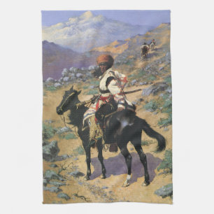 Vintage Wild West, An Indian Trapper by Remington Tea Towel