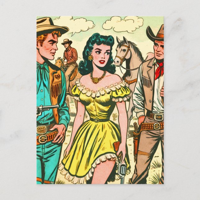 Vintage Wild West Country Comics Postcard (Front)