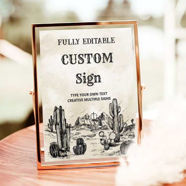 Vintage Wild West Cowboy Birthday Party Table Sign (Creator Uploaded)