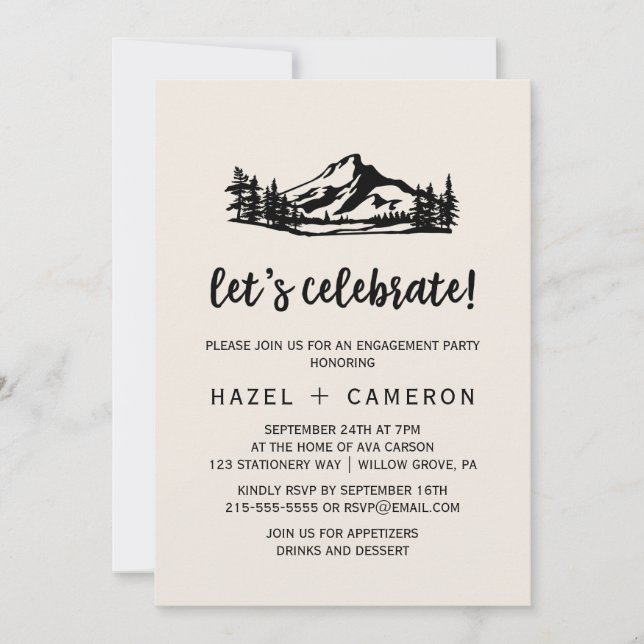 Vintage Wilderness Let's Celebrate Invitation (Front)