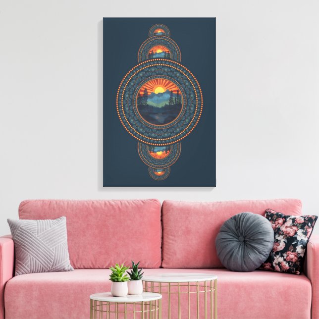 Vintage Wilderness Ornamental Mandala Canvas Print (Insitu(LivingRoom))