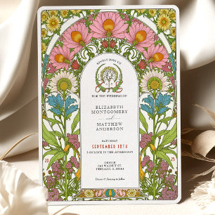 Vintage Wildflower Art Nouveau Wedding Invitation