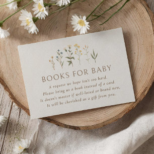 Vintage Wildflower Baby Shower Books for Baby Enclosure Card