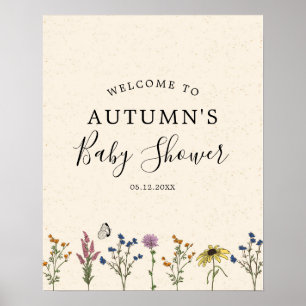 Vintage Wildflower Baby Shower Welcome Sign