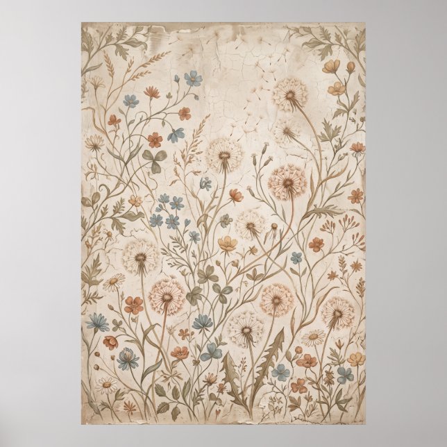 Vintage Wildflower Botanical Print Poster (Front)