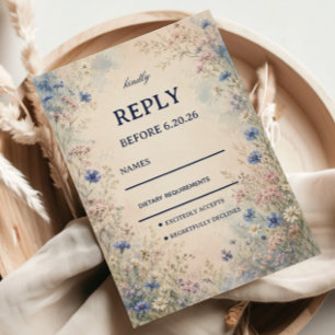 Vintage Wildflower Botanical RSVP Card