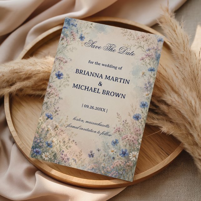 Vintage Wildflower Botanical Save The Date (Creator Uploaded)