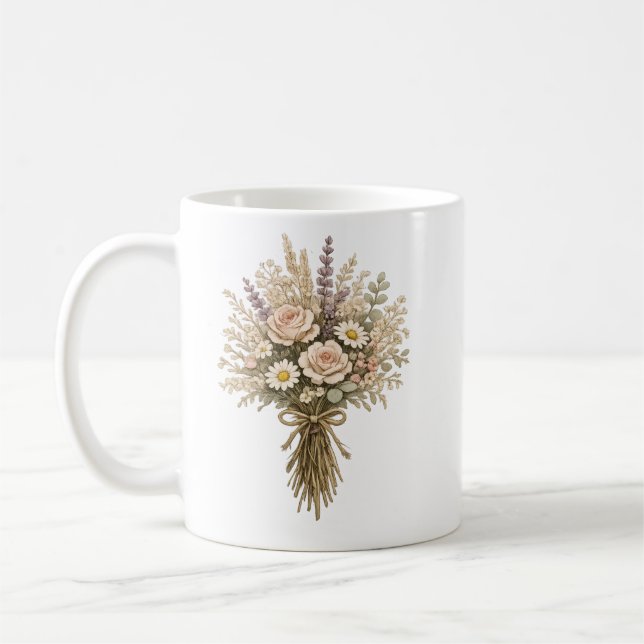 Vintage Wildflower Bouquet Coffee Mug (Left)