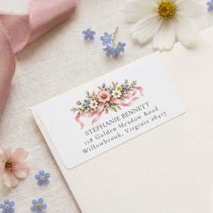 Vintage Wildflower Bridal Shower Return Address Label