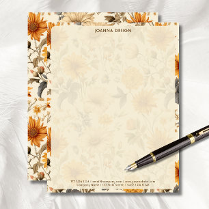 Vintage Wildflower Cream Business Stationery Custom Letterhead