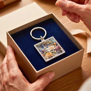 Vintage Wildflower Custom Retirement Gifts for Her Key Ring