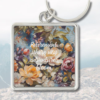 Vintage Wildflower Custom Retirement Gifts for Her Key Ring