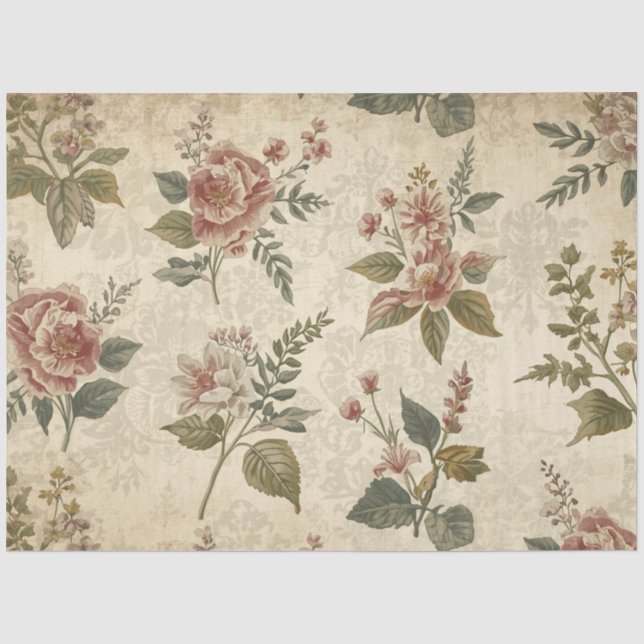 Vintage Wildflower Decoupage Tissue Paper (Front)