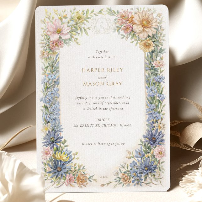 Vintage Wildflower Elegance Wedding Invitation (Creator Uploaded)