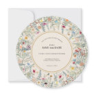 Vintage Wildflower Fern Beige Wedding Round