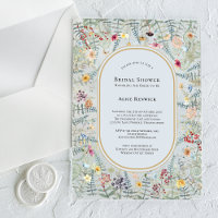 Vintage Wildflower Fern Dusty Blue Bridal Shower