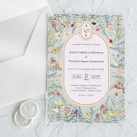 Vintage Wildflower Fern Lavender Wedding Monogram