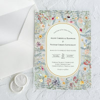 Vintage Wildflower Fern Mint Green Wedding