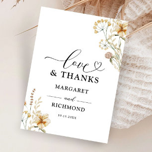 Vintage Wildflower Floral Wedding Thank You Card