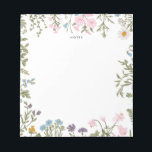 Vintage Wildflower Garden Notepad<br><div class="desc">Notepad featuring a vintage style wildflower garden illustration. This will be a perfect feminine accent for your office or for writing memos. Click "customise further" to personalise with your name,  favourite quote or memo.</div>