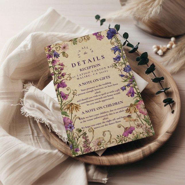 Vintage Wildflower Garden Wedding Enclosure Card (Creator Uploaded)