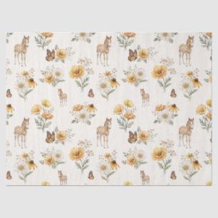 Vintage Wildflower Horse and Butterfly Pattern  Tissue Paper