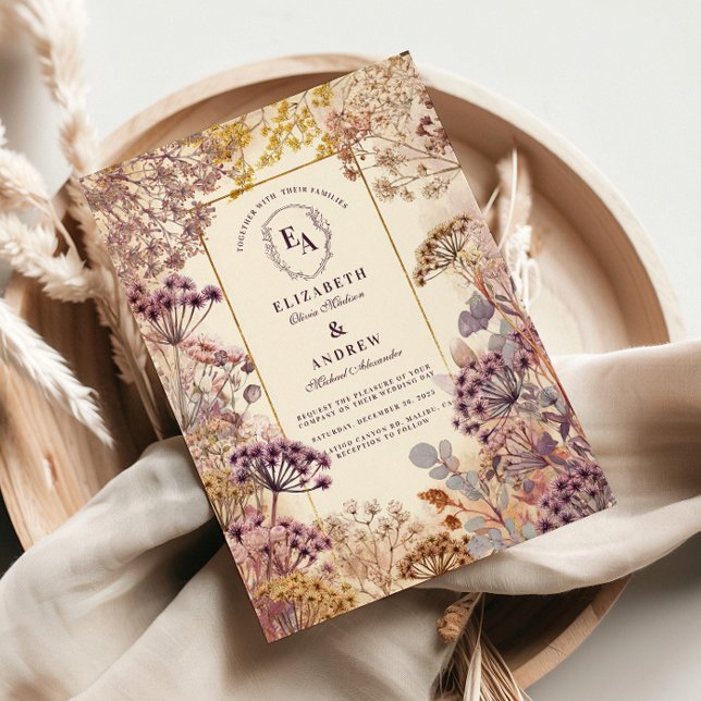 Vintage Wildflower Meadow Wedding Invitation (Creator Uploaded)