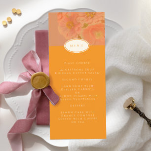 Vintage Wildflower Pink Poppy Wedding Menu