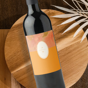 Vintage Wildflower Pink Poppy Wedding Monogram Wine Label