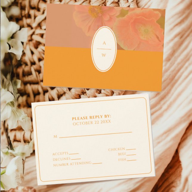 Vintage Wildflower Pink Poppy Wedding RSVP Card (Creator Uploaded)