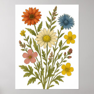 Vintage Wildflower Poster