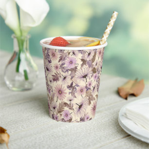 Vintage Wildflower Print Paper Cups