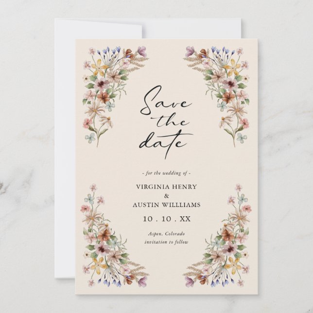 Vintage Wildflower Save The Date (Front)