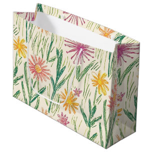 Vintage Wildflower Sketch (10) Large Gift Bag