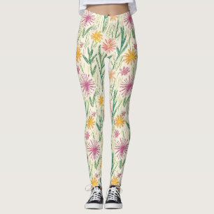 Vintage Wildflower Sketch (10) Leggings