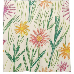 Vintage Wildflower Sketch (10) Shower Curtain