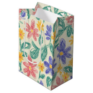 Vintage Wildflower Sketch (1) Medium Gift Bag