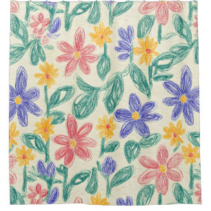 Vintage Wildflower Sketch (1) Shower Curtain
