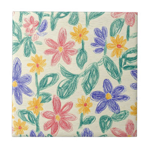 Vintage Wildflower Sketch (1) Tile