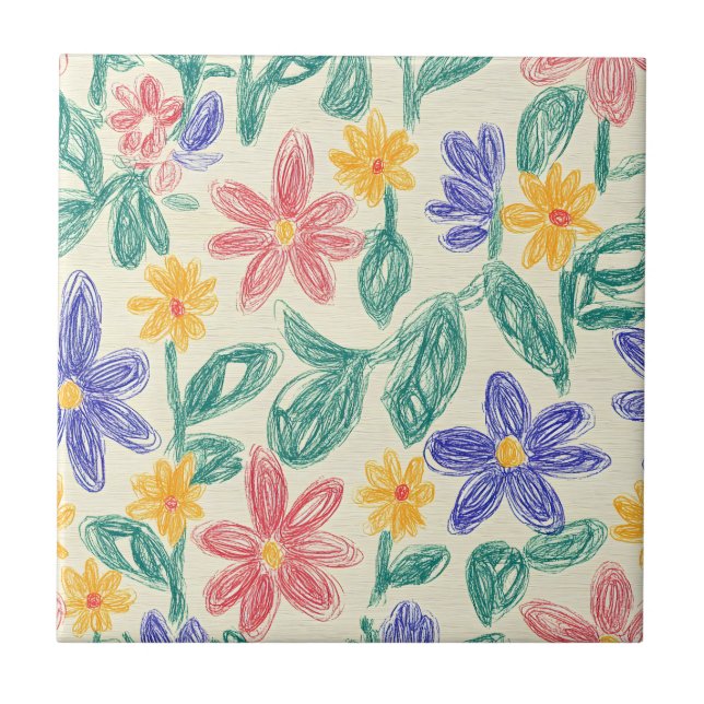 Vintage Wildflower Sketch (1) Tile (Front)