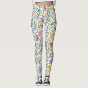 Vintage Wildflower Sketch (2) Leggings