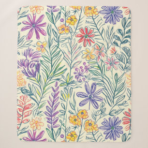 Vintage Wildflower Sketch (2) Sherpa Blanket