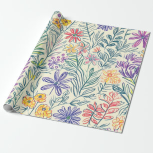 Vintage Wildflower Sketch (2) Wrapping Paper