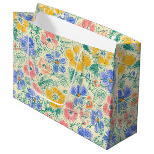Vintage Wildflower Sketch (3) Large Gift Bag