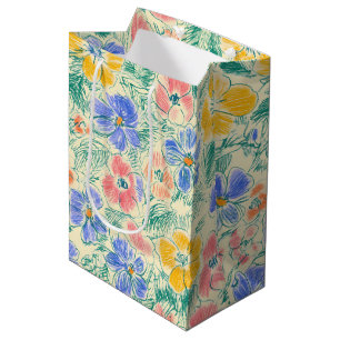 Vintage Wildflower Sketch (3) Medium Gift Bag